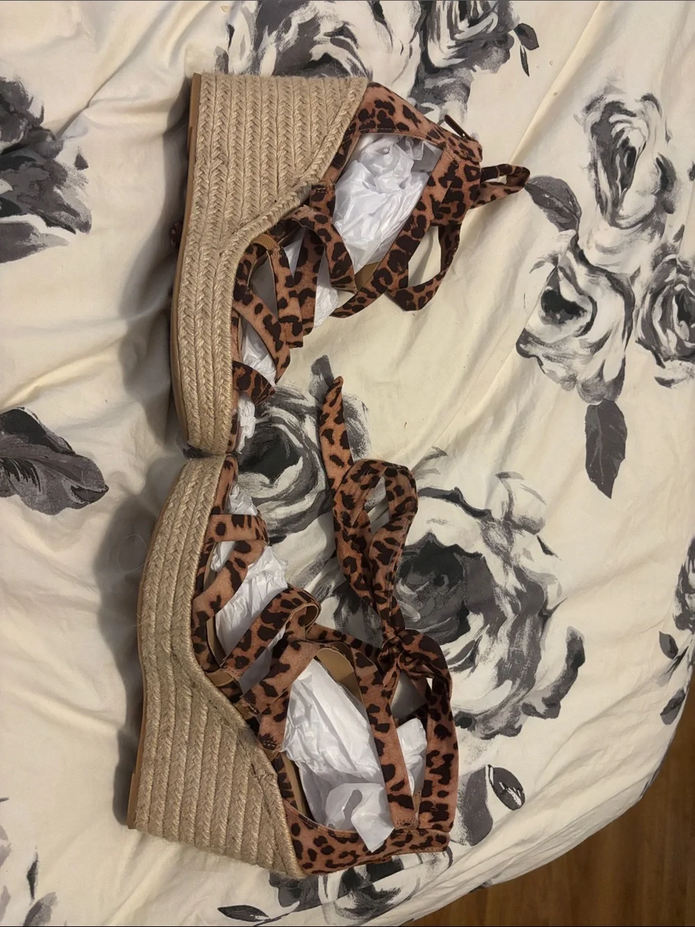 Torrid 10.5 W Leopard Print Lace-Up Espadrille Wedges - Women
